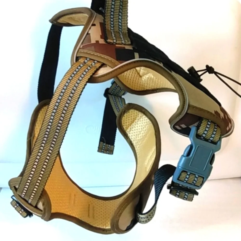 BROWN CAMOUFLAGE TACTICAL DOG HARNESS REFLECTIVE TRAINING VEST SIZE LARGE NWT